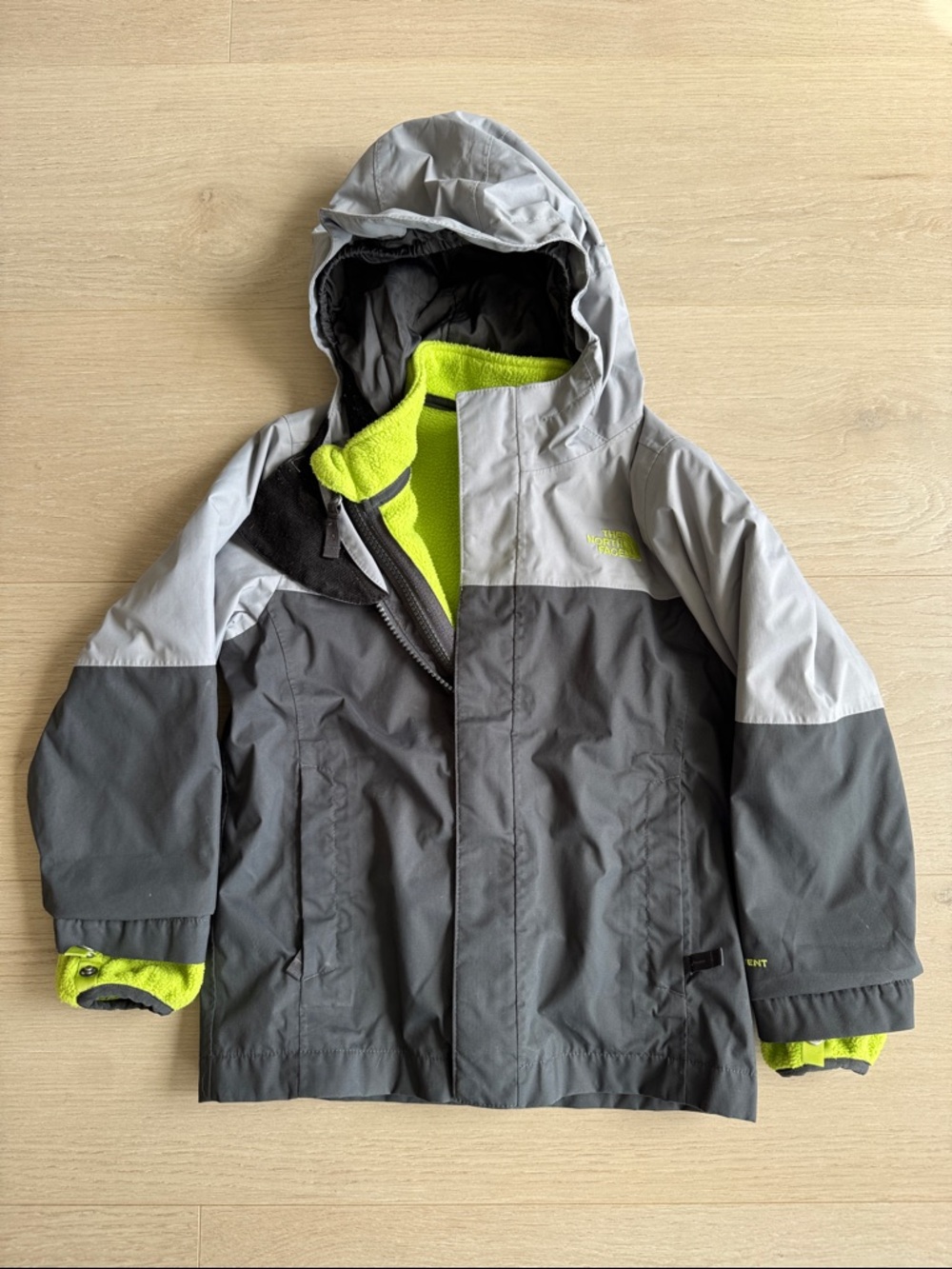 The North Face Kids Gray & Neon Yellow 3-in-1 Raincoat